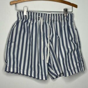 H & M mesh lined swim trunks blue &‎ white striped size small